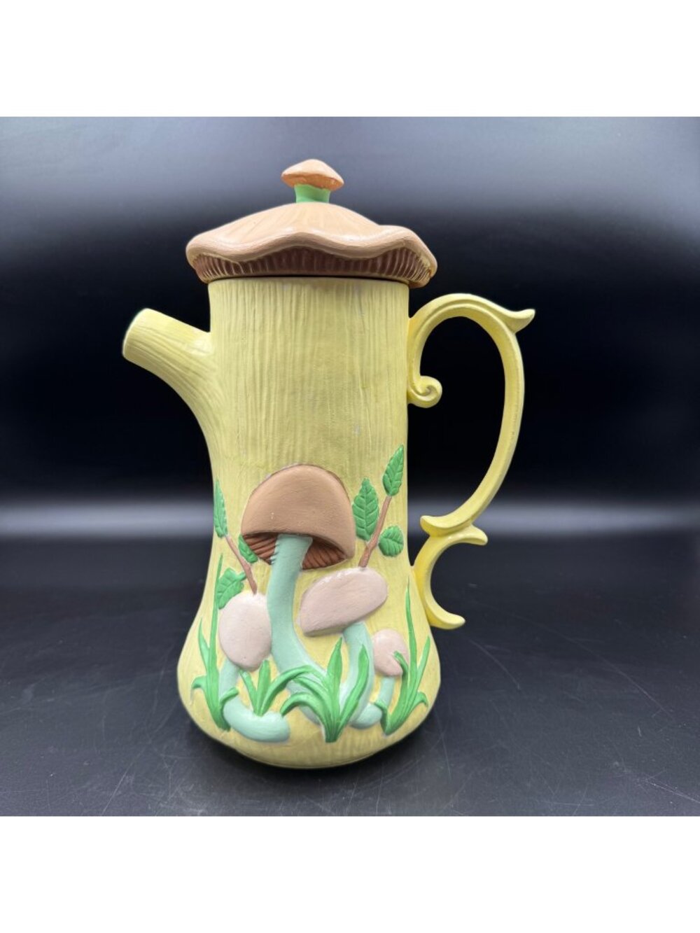 Vintage Ceramic Mushroom Teapot With Whimsical Woodland Design